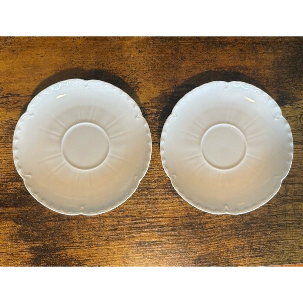 Haviland France Limoges Ranson Set 2 White Saucers 5.5" Vintage Mid Century